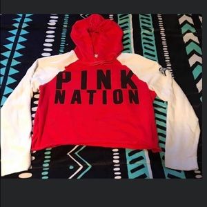 Pink Nation crop Raglan pullover.